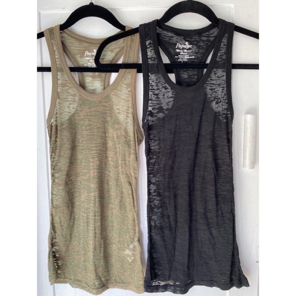 TWO -Super soft Shear Papaya tank tops Black and army green